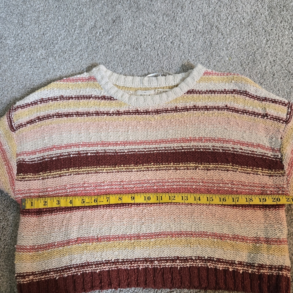 Billabong M Medium Easy Going Stripe Sweater Rose Oversized Drop Sleeve Yellow - Picture 10 of 11